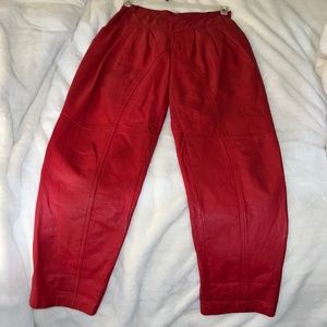 Genuine red leather pants